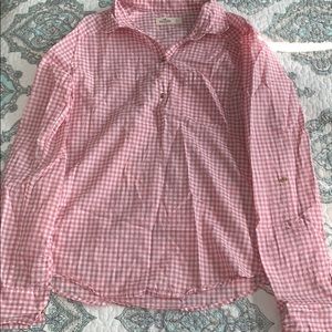 Pink and white plaid Hollister blouse